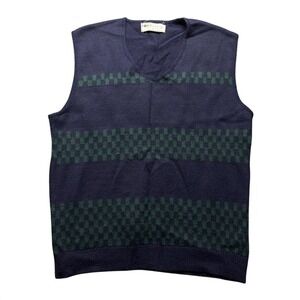 Vintage 70s Munsingwear Forge LTD Sweater Vest Mens XL V Neck Navy Green USA